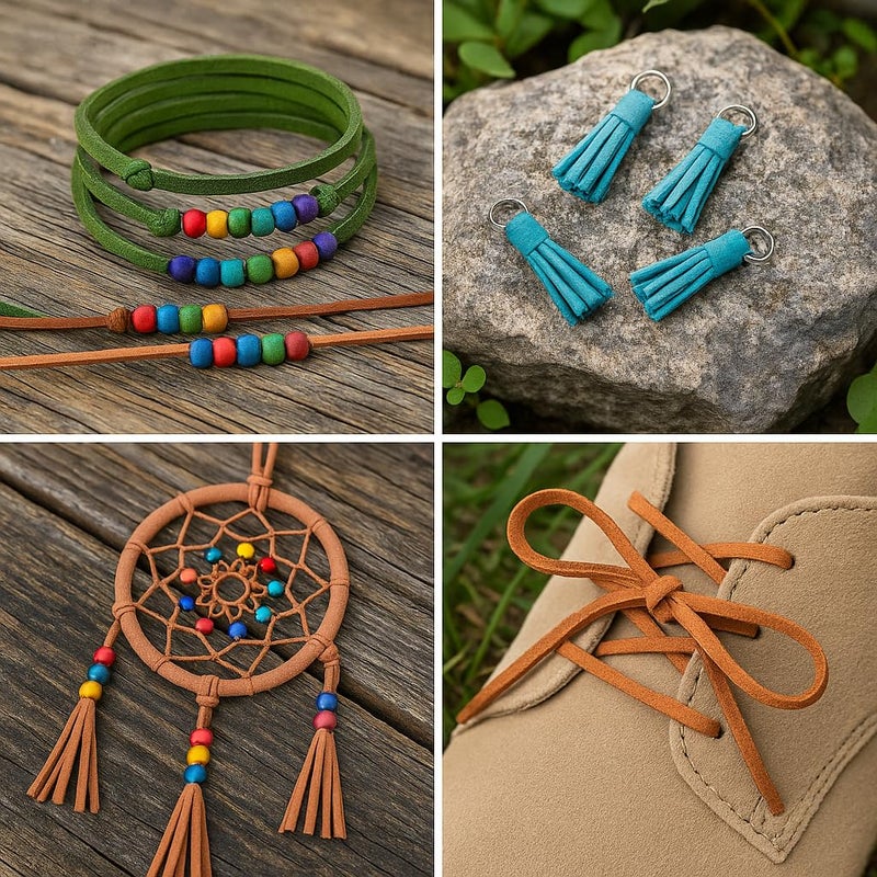 Mandala Crafts Blush Faux Suede Cord for Jewelry Making - 2.65mm 100 Yards Flat Vegan Leather Strings Laces Strips for Bracelets, Necklaces, DIY Crafts, and Dream Catchers Supplies - Image 5